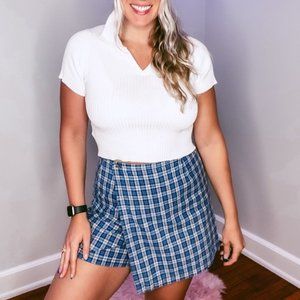 Memphis vintage plaid blue skort size 10
